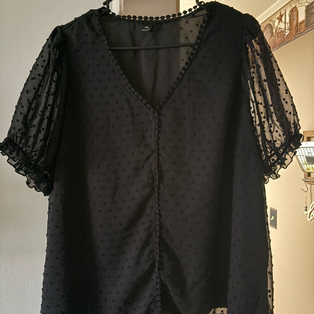 Lot of 5 SHEIN tops, Black, white, burnt orange, brown, blk checkered, size 1X